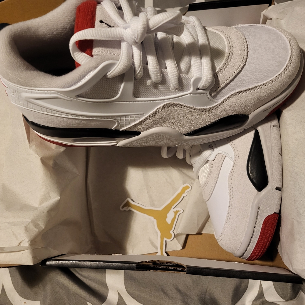 Jordan White and Red Sneakers Retro-Inspired Design